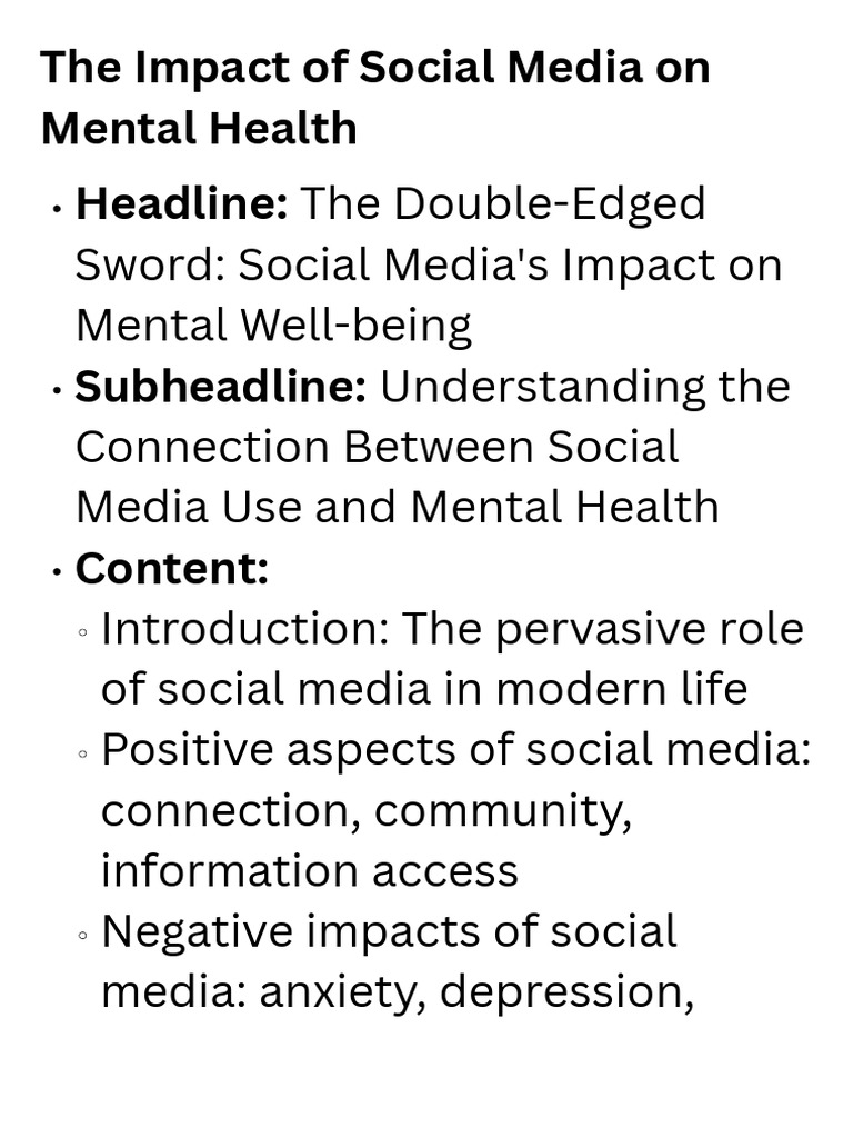 Social Media's Dual Impact on Mental Health | PDF
