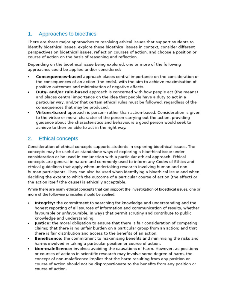Consequences-Based Bioethics Approaches | PDF | Bioethics | Medical Ethics