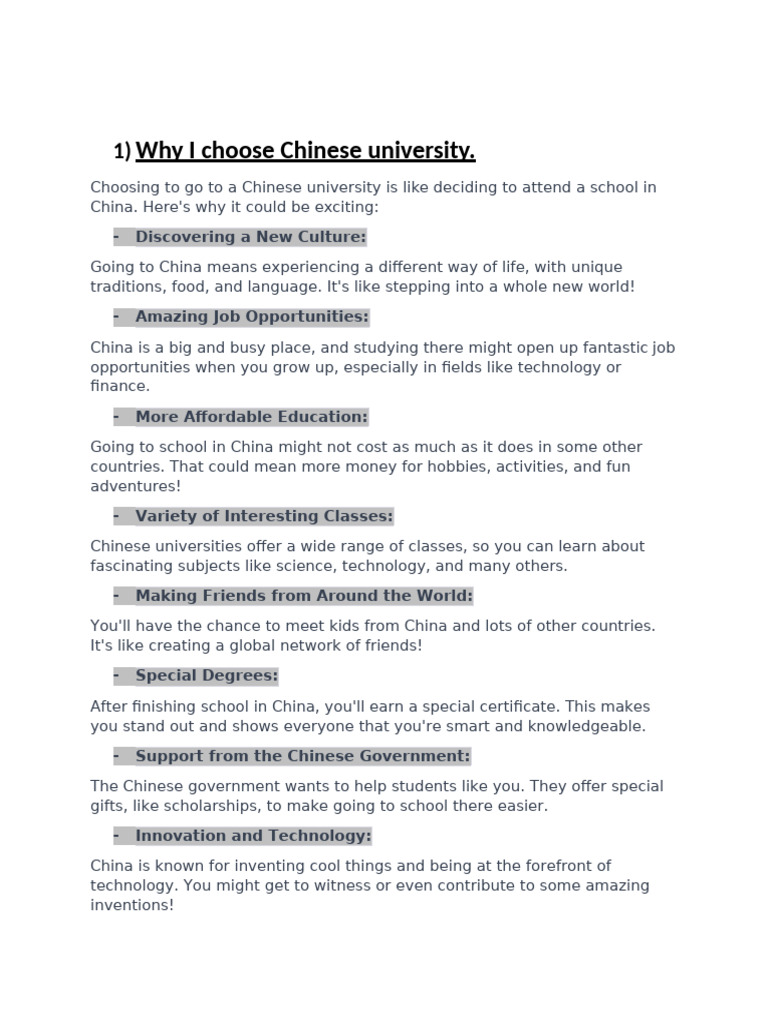 Reasons to Study at a Chinese University | PDF | China | World Politics