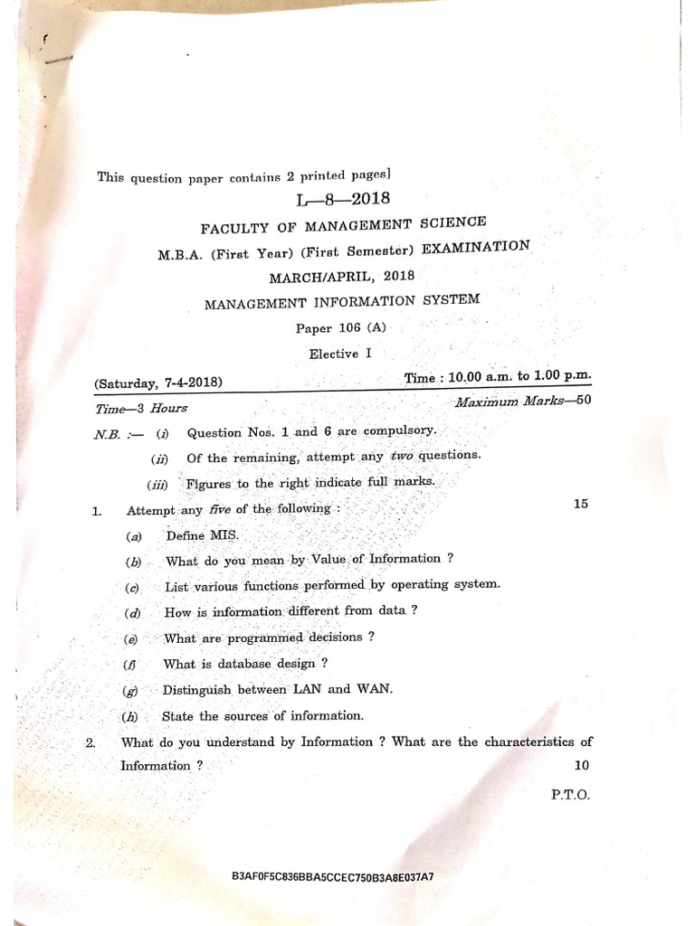 Information Systems PYQ | PDF