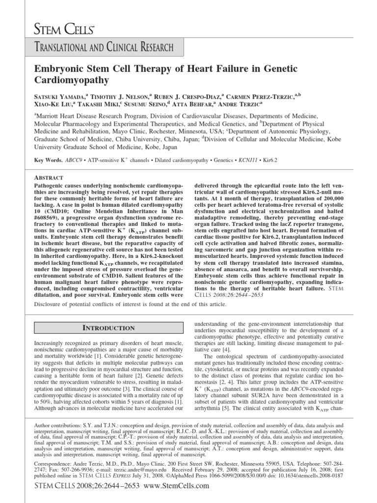 STEM CELLS - 2009 - Yamada - Embryonic Stem Cell Therapy of Heart ...