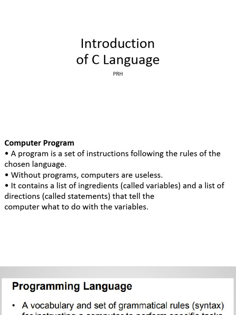 Overview of C Language Features | PDF