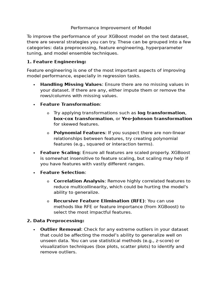 Performance Improvement of Model | PDF | Cross Validation (Statistics ...