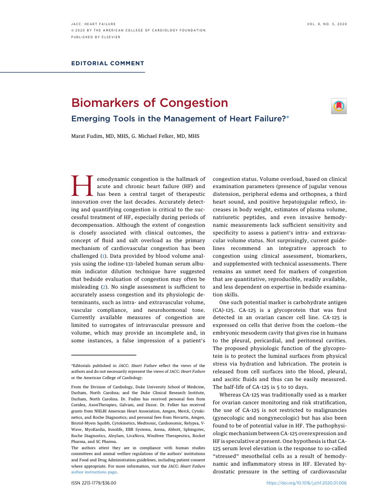 Biomarcadores de Congestion | PDF | Heart Failure | Biomarker