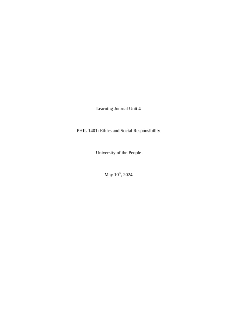 Learning Journal Unit 4 | PDF | Employment | Business