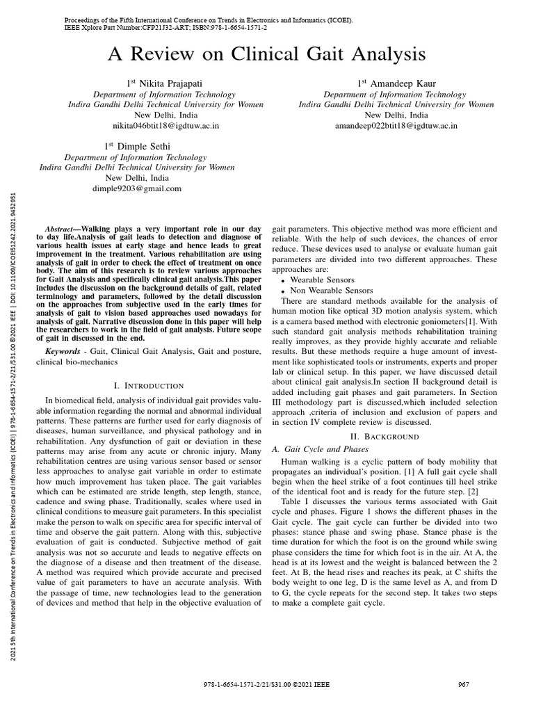 Clinical Gait Analysis Review | PDF | Foot