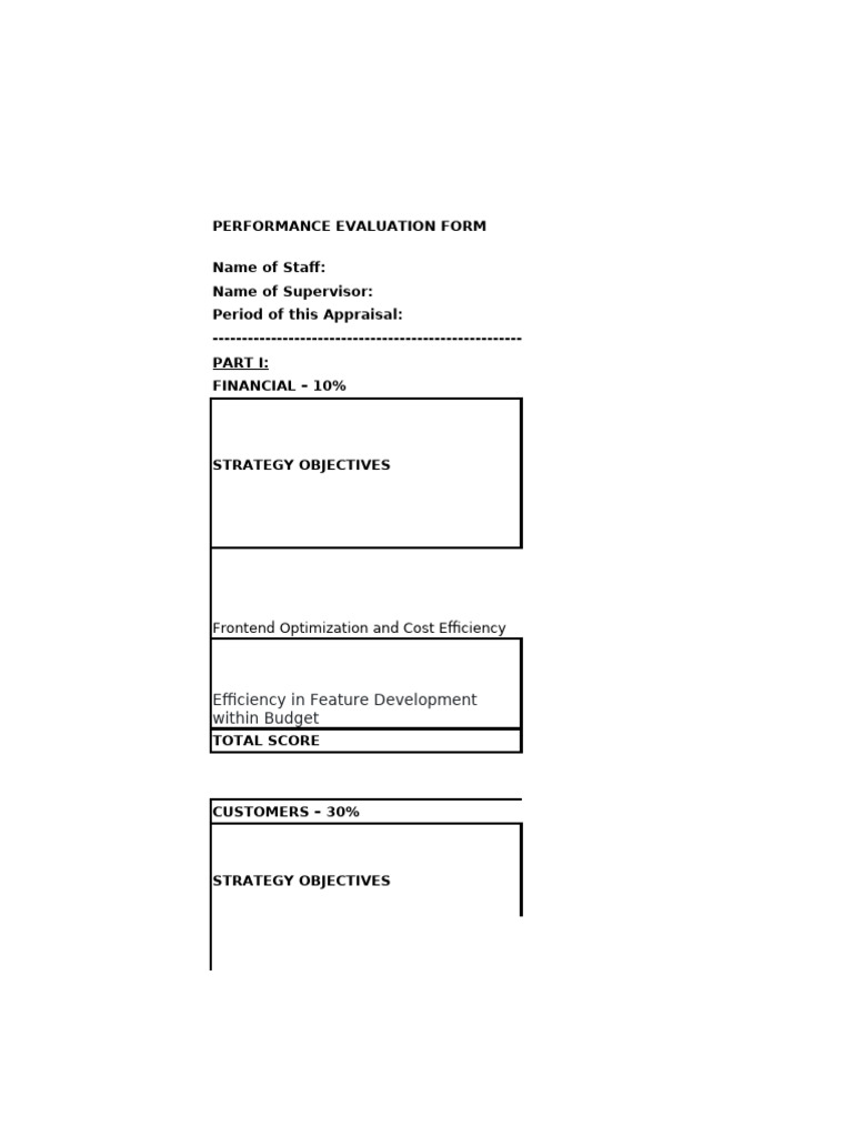Performance Evaluation Form Template | PDF | Performance Appraisal ...