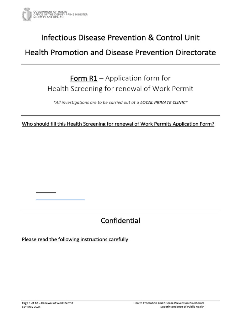 R1 Health Screening for Work Permit Renewal | PDF | Vaccines | Vaccination