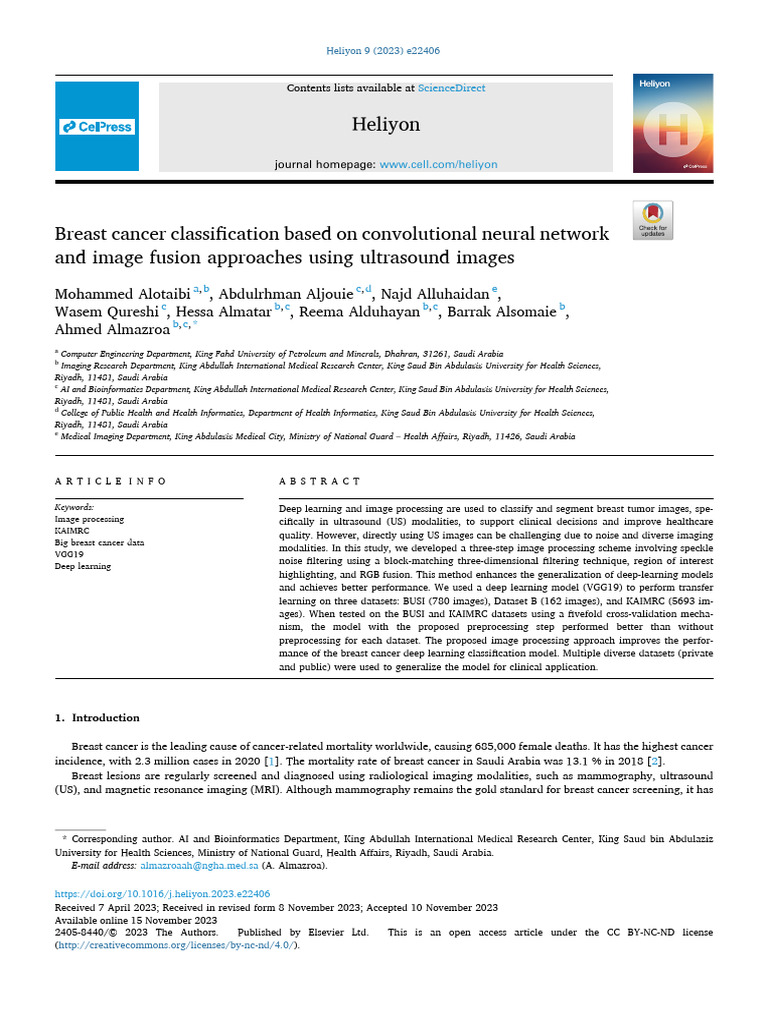 Breast Cancer Classification Based On Convolutional Neural Network and ...