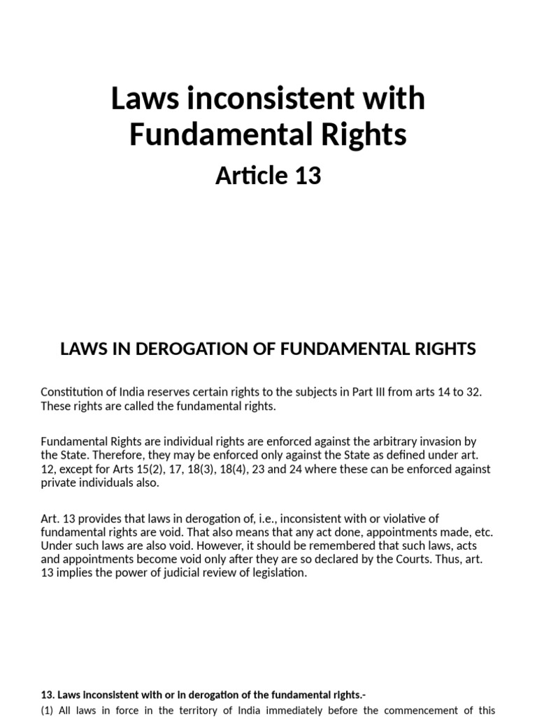 Inconsistencies of Laws and Fundamental Rights | PDF | Public Law ...