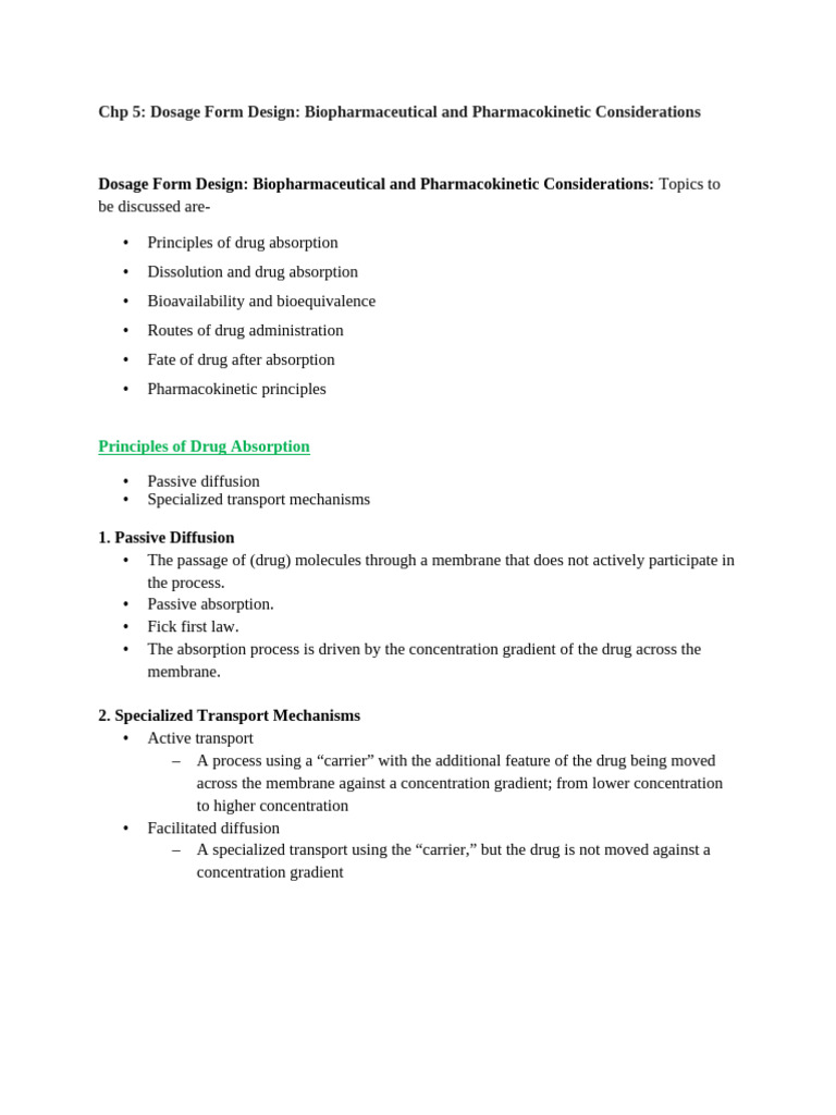 Drug Absorption & Bioavailability | PDF | Bioavailability | Solubility