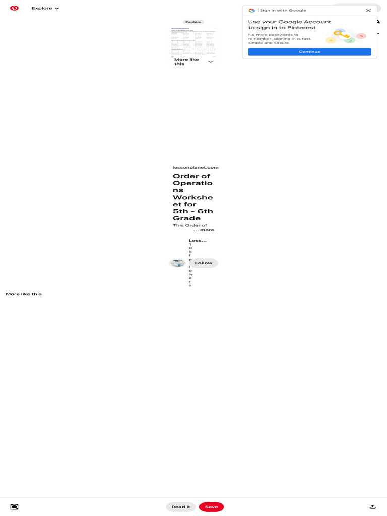Order of Operations Worksheet For 5th - 6th Grade | PDF