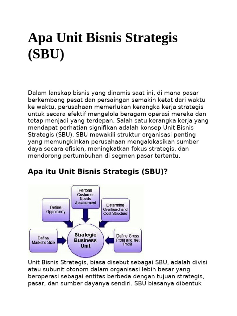 Apa Unit Bisnis Strategis Atau Strategic Business Unit | PDF