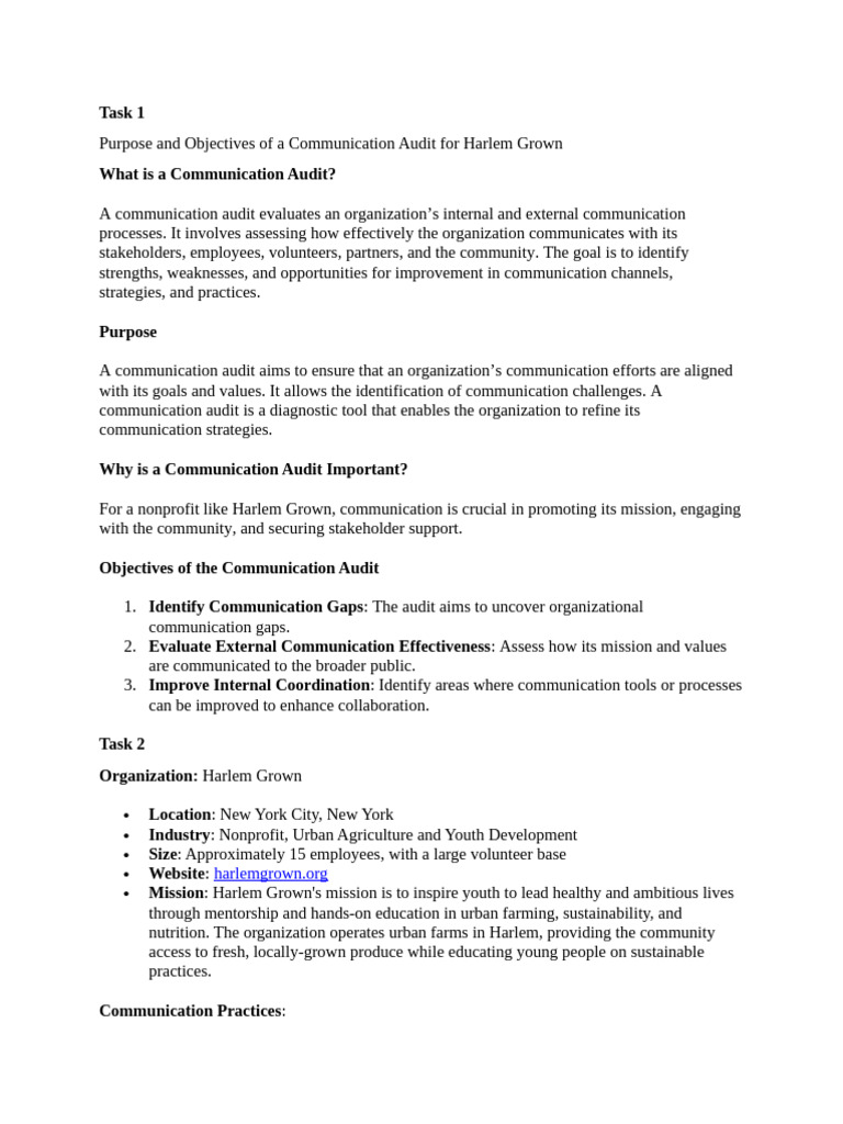 2.3 Communication Audit - Task 1, 2, 3 and 4 WP | PDF | Audit ...