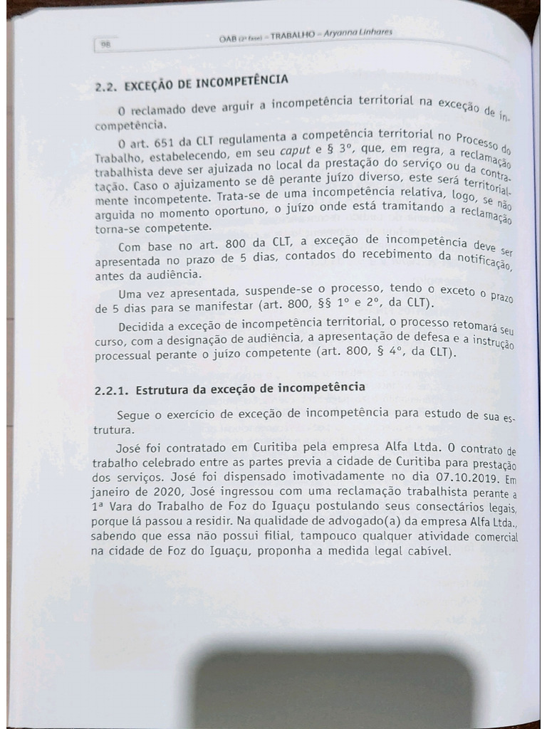 02 - Modelo de Exceção de Incompetência (Aryanna) 2024 | PDF