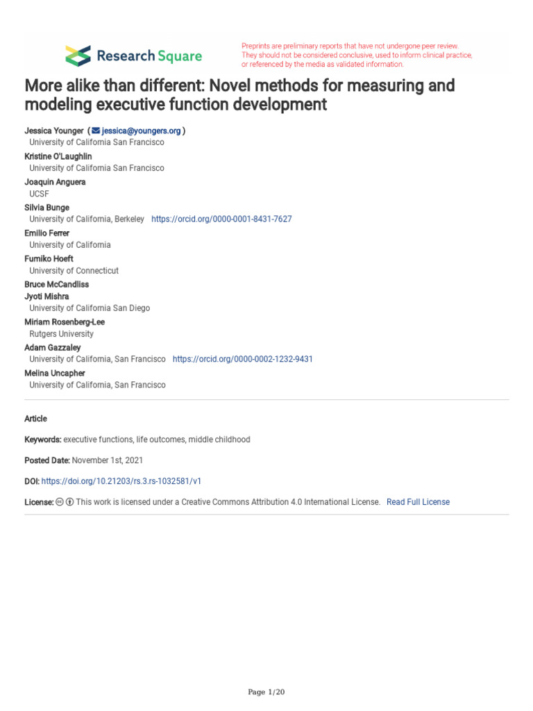 Measuring Executive Function Development | PDF | Attention | Cognition