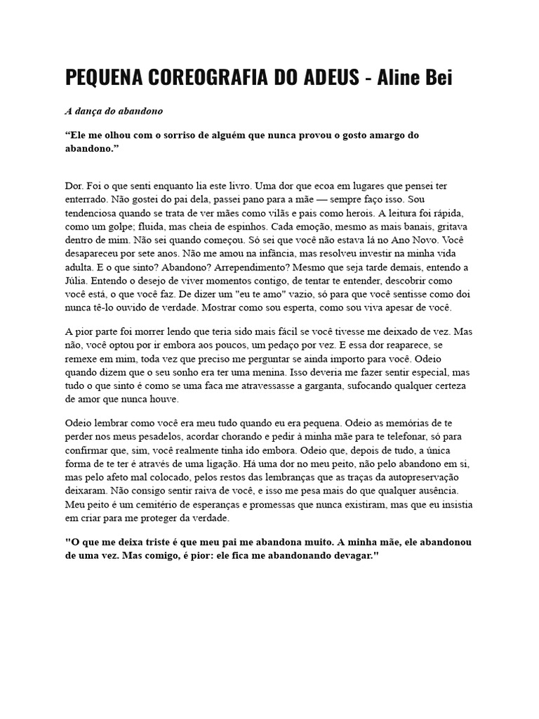 Pequena Coreografia do Adeus | PDF