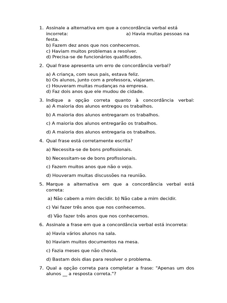 Erros de Concordância Verbal | PDF