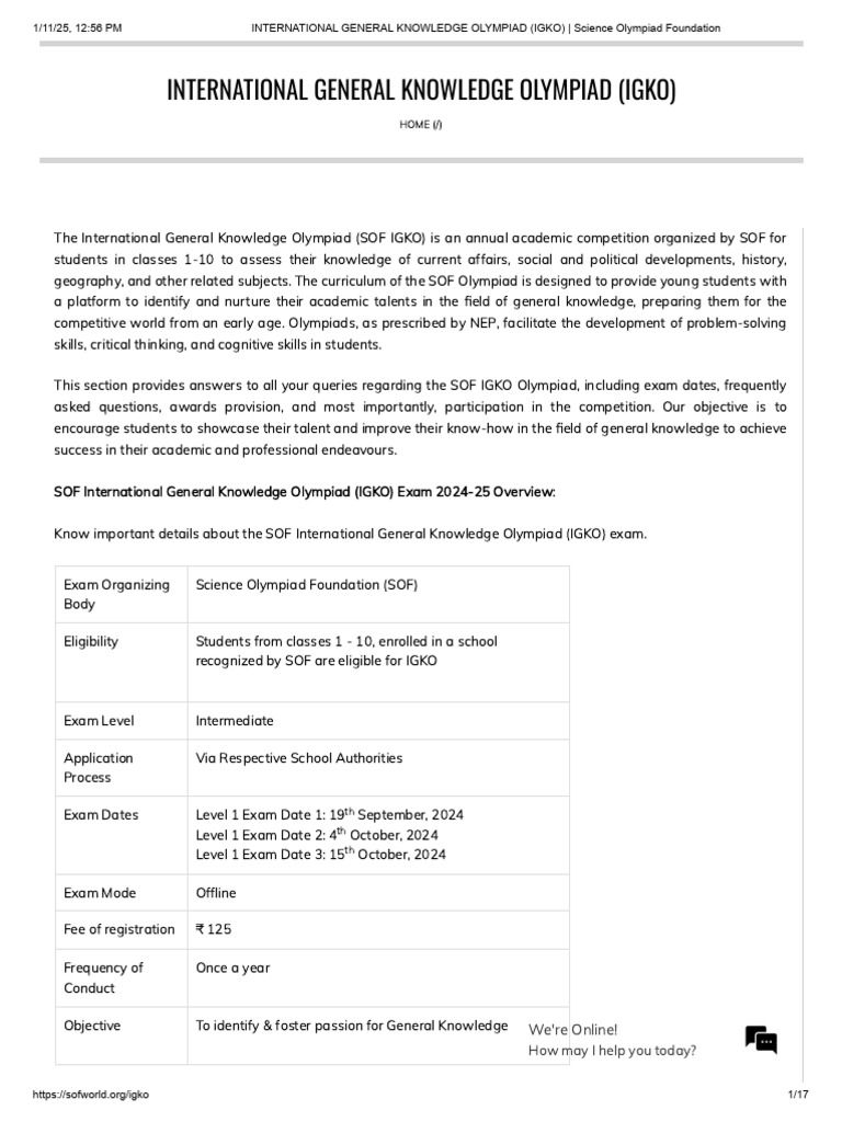 IGKO: International General Knowledge Olympiad | PDF | Knowledge ...