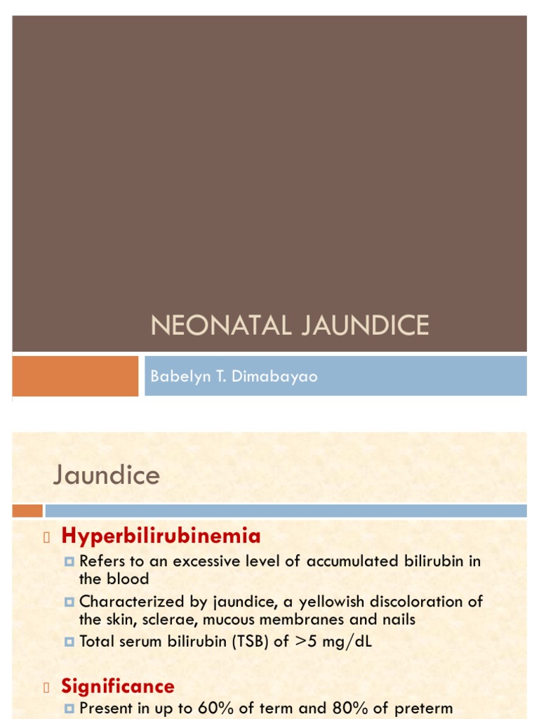 Neonatal Jaundice PDF Medical Specialties Hematology