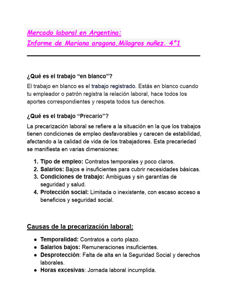 Mercado Laboral en Argentina | PDF | Derecho laboral | Empleo