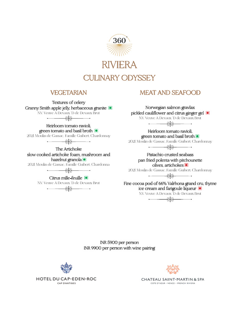 Riveria Menu - Wine Paired - 18-11-2023 | PDF | Cooking | Cuisine