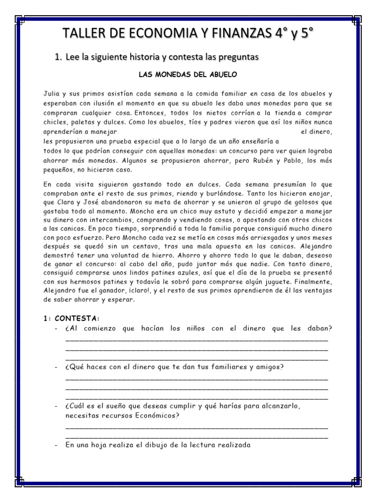 Ahorro para Niños: Taller de Finanzas | PDF | Dinero | Ahorro