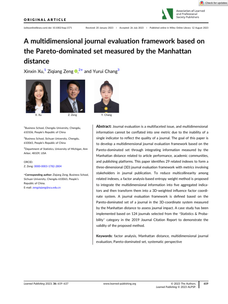 Learned Publishing - 2023 - Xu - A Multidimensional Journal Evaluation ...