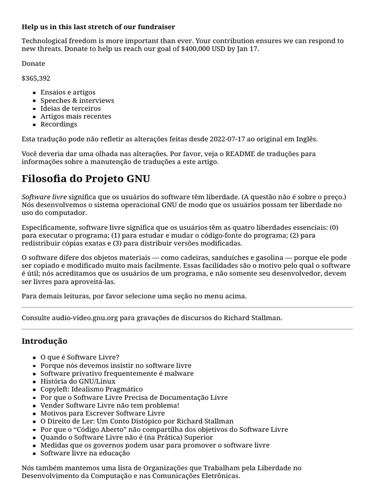 Filosofia Do Projeto GNU - Projeto GNU - Free Software Foundation | PDF ...