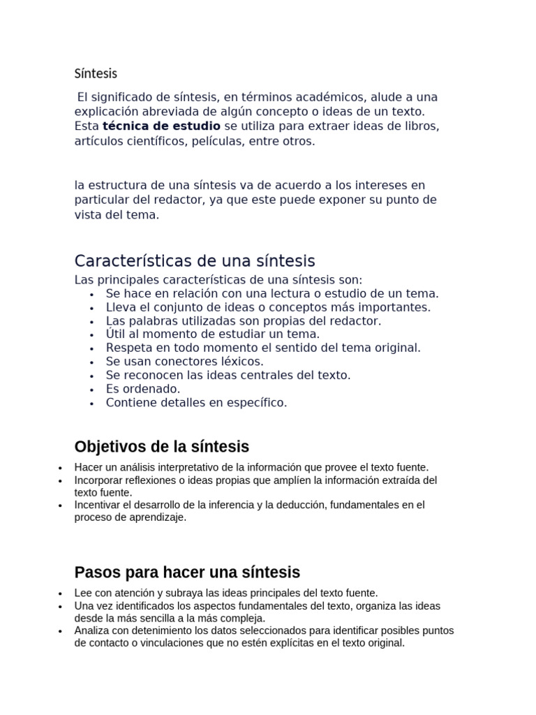 ¿Qué significa sintetizar? | PDF | Aprendizaje | Información