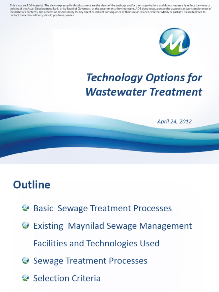 Wastewater Treatment Technology Options | PDF | Sewage Treatment ...
