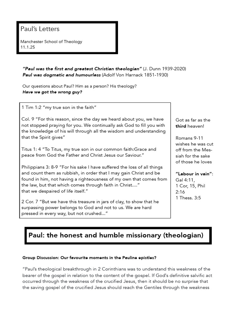 Understanding Paul's Theology and Ministry | PDF | Paul The Apostle | Jesus