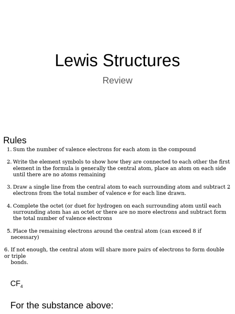 Lewis Structures Review | PDF | Chemical Compounds | Valence (Chemistry)