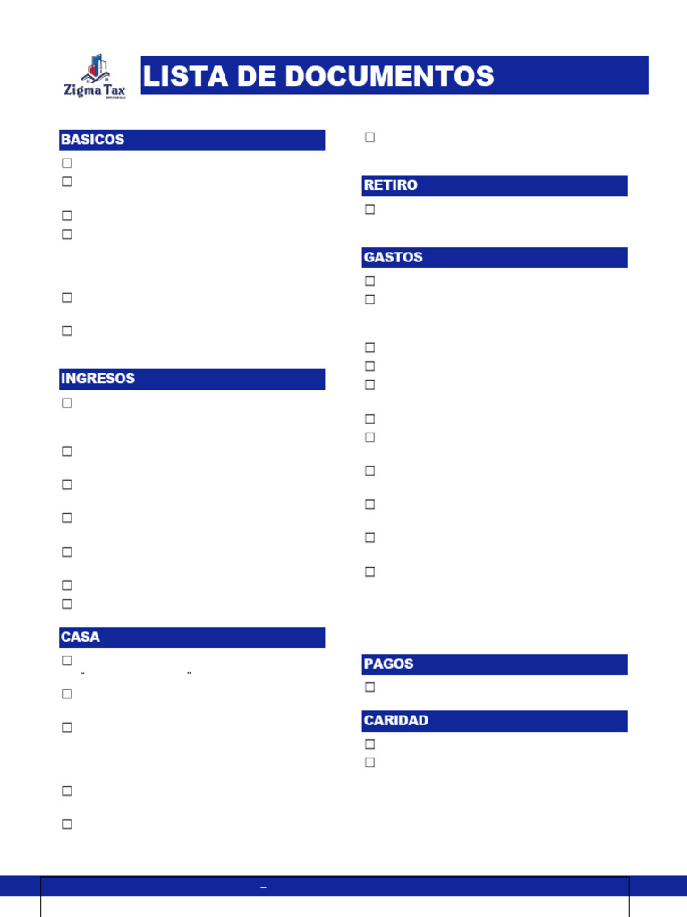 Checklist Spanish Listadequetraer | PDF | Impuestos | Business