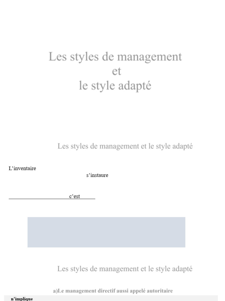 Styles de management et adaptation | PDF | Motivation | Motivant