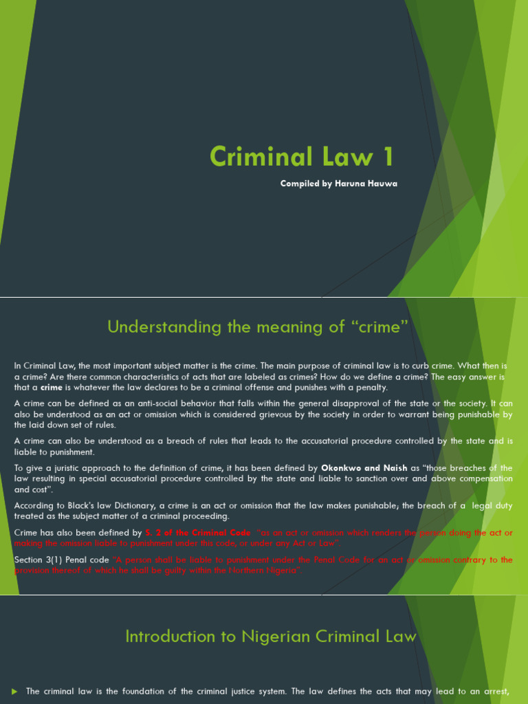 Criminal Law 1... in Progress | PDF | Mens Rea | Crimes