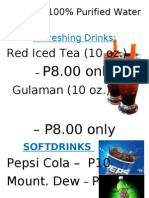 Iced Tea Price List