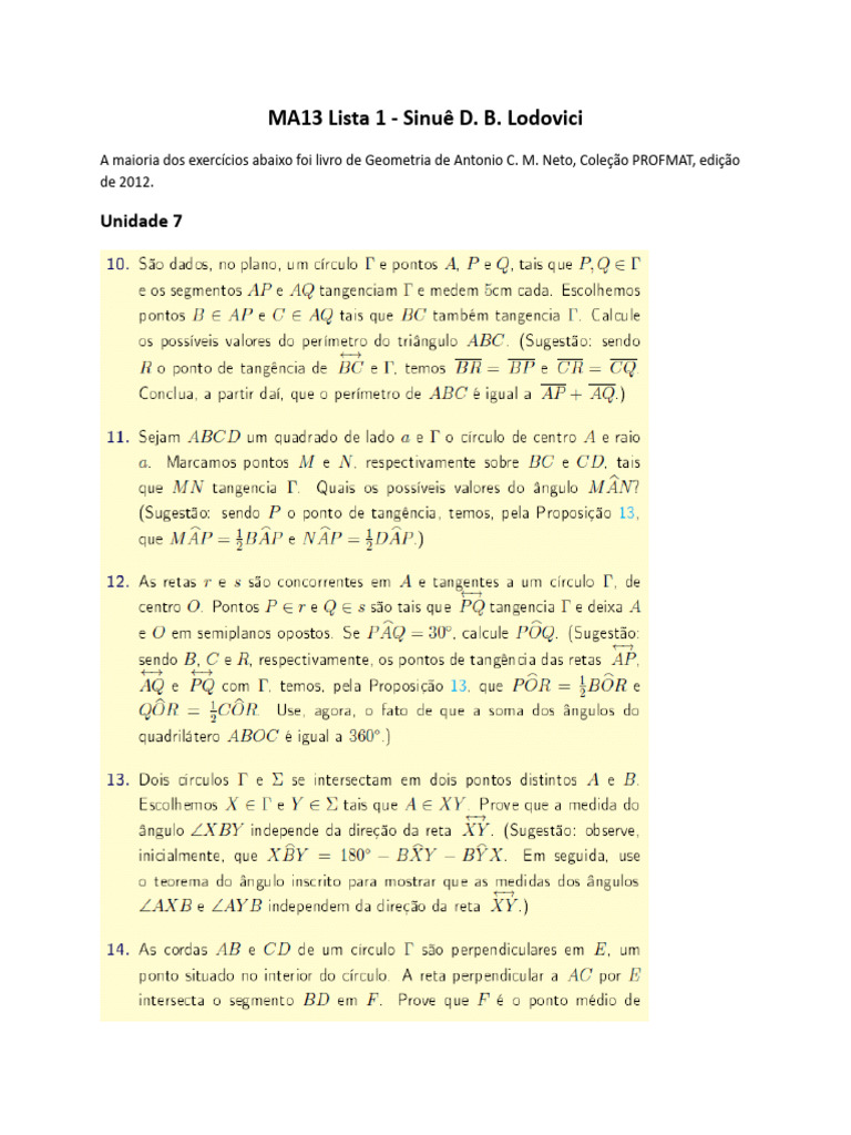 Lista de Exerccios 3 | PDF