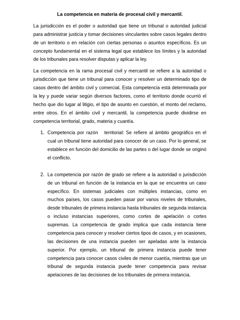 Competencia en Procesal Civil y Mercantil | PDF | Judicaturas ...