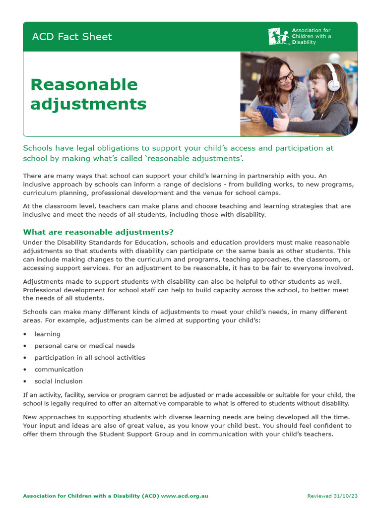 Understanding Reasonable Adjustments in Schools | PDF | Schools | Learning