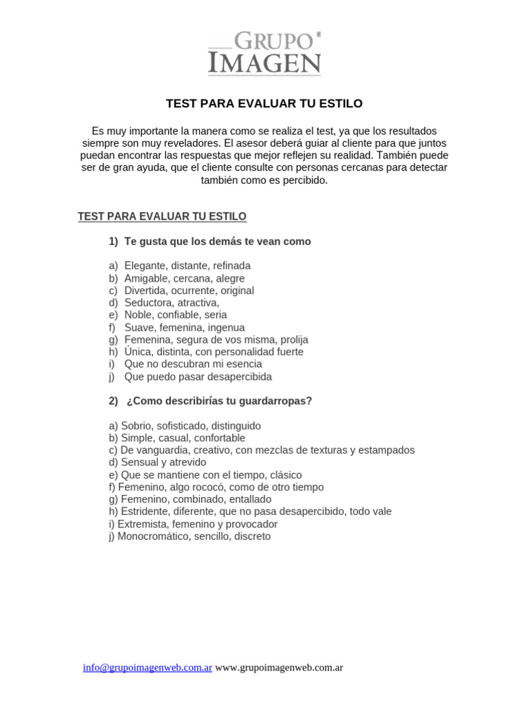 Test de Estilo Personal para Hombres | PDF | Ropa | Textiles
