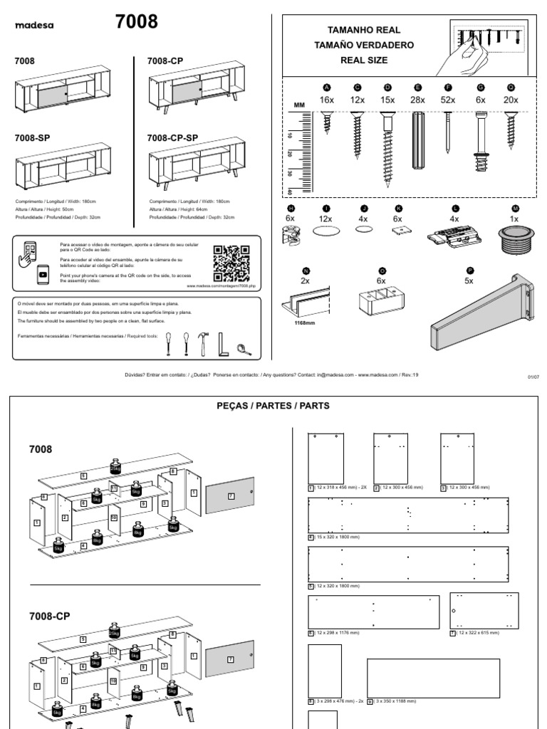 Guía de ensamblaje mueble 7008 | PDF