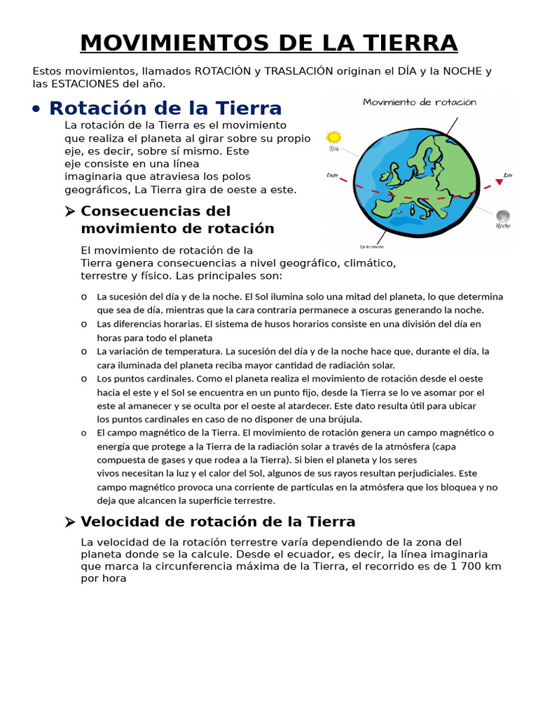 Movimientos de la Tierra: Rotación y Traslación | PDF | Tierra | Dom