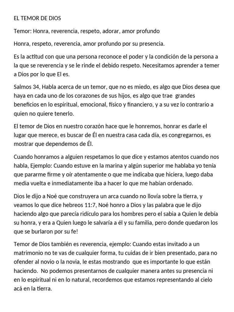 Reverencia y Temor en la Casa de Dios | PDF | Dios | Amor