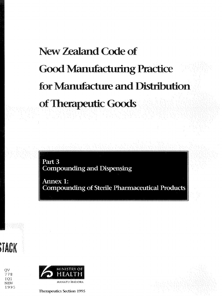 Part 3.1 - NZ Code of GMP For Manuf & Distribution of Therapeutic Goods ...
