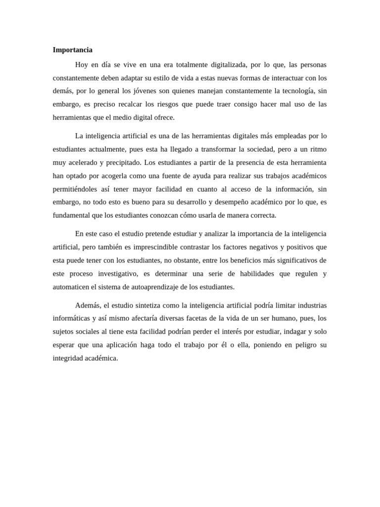 Impacto de la IA en el Aprendizaje Estudiantil | PDF | Metodología de ...