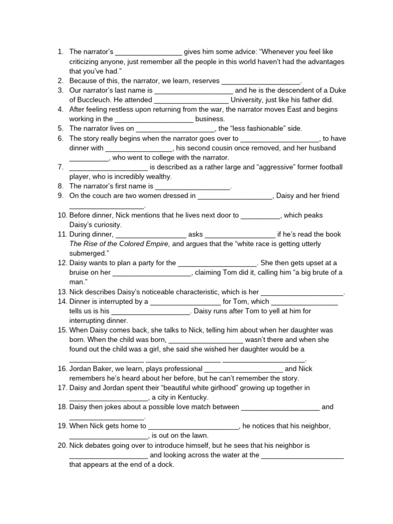 Chapter 1 Cloze | PDF