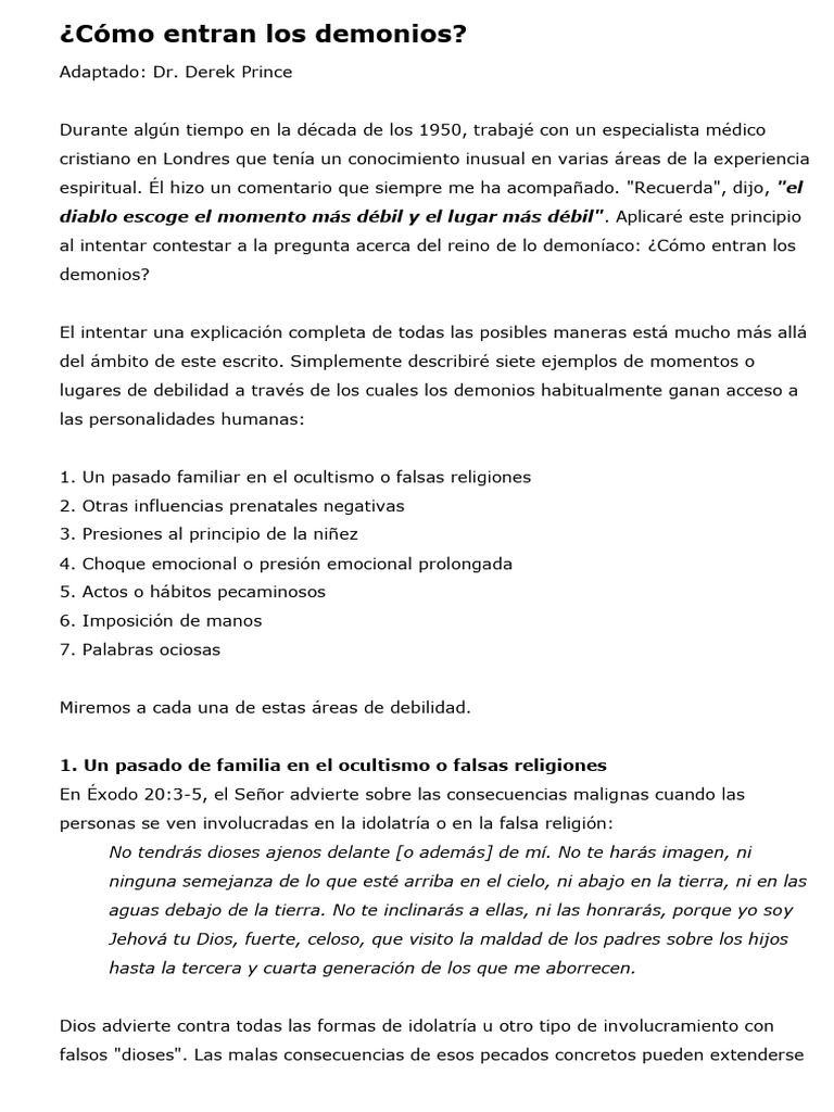 5 - Cómo entran los demonios | PDF | Demonios | Pecado