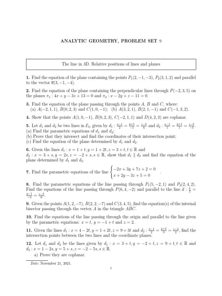 Seminar9 812,813 | PDF | Line (Geometry) | Linear Algebra