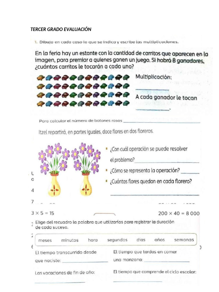 Tercer Grado Evaluación | PDF